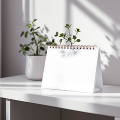 Blank white desk calendar mockup