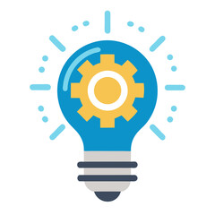 Light Bulb Gear Icon Innovation Symbol for Ideas Technology and Solutions

