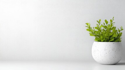 Minimalist plant in a white pot against a white wall