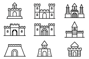 Fototapeta premium Fortress Line Art Illustration Elegant Design for Architectural Art Enthusiasts 