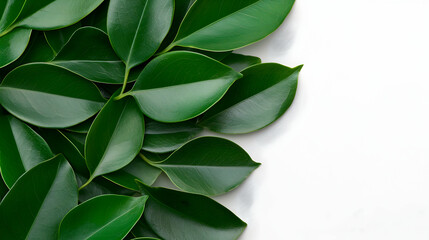 Obraz premium Bright Green Lush Leaves on White Background
