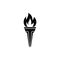 Minimalist Torch Flame Icon Illustration Elements Logo Design Vector