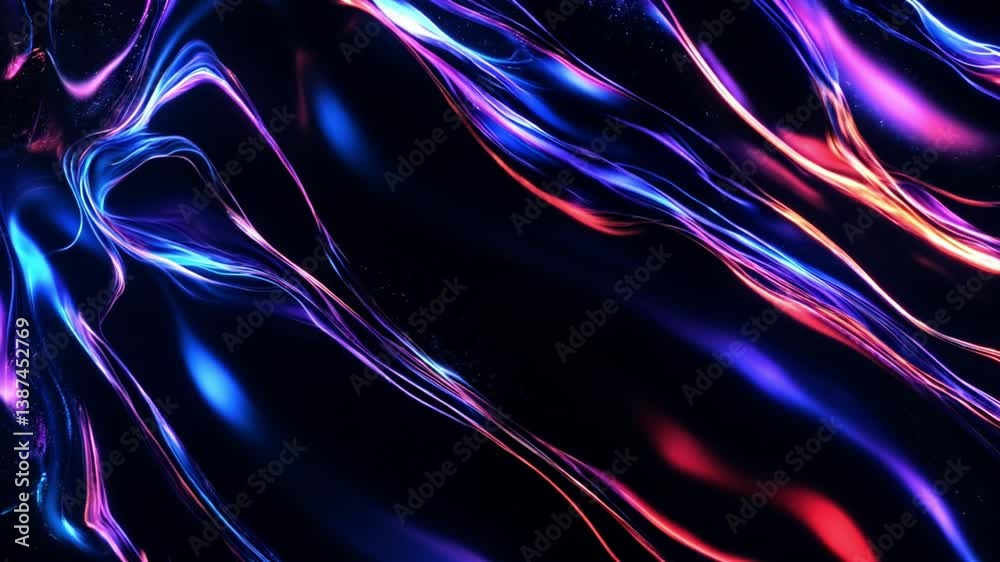 Poster Abstract wave texture with light lines on slow motion background.