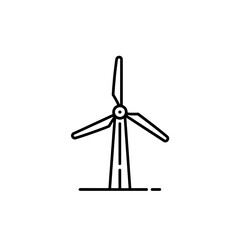 Wind turbine in line art against a clean background  