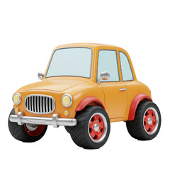 3d cartoon car isolated on white background 