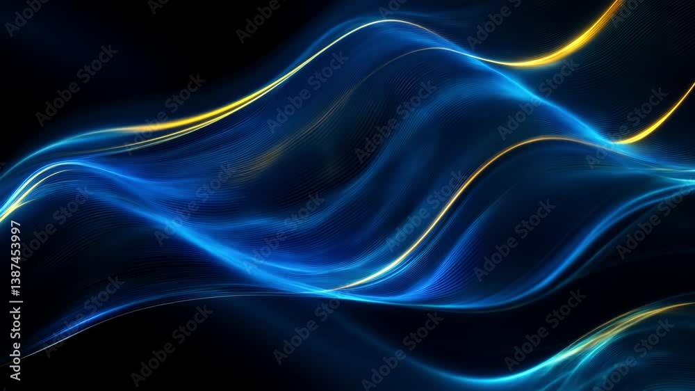 Poster Abstract wave texture with light lines on slow motion background.