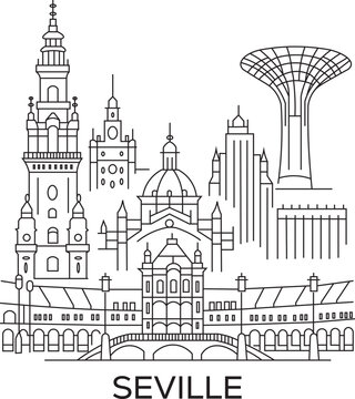 Seville City Line Draw Simple Minimalist