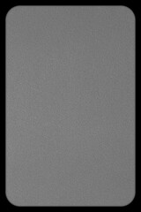 close up of blank silver color flat sponge panel with rounded corners against black