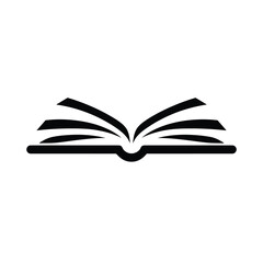 Open Book Icon Vector Illustration - Black and White Simple Design