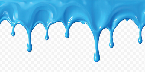 realistic liquid paint dripping down in different colour style isolated on white background