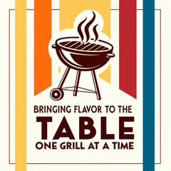 Bbq Grill Vector Illustration With Quote For Summer Picnic Event