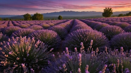 Obraz premium lavender field at sunset