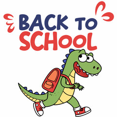 Cartoon Dinosaur Back To School Illustration With Backpack And Shoes Vector Image