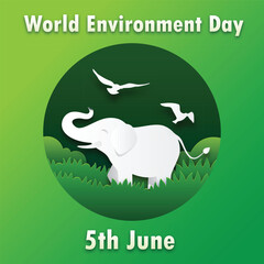 Obraz premium World Environment Day, vector illustration of an abstract nature background, June 5, green day