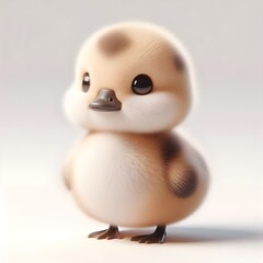 A cute baby Nene goose with fluffy feathers and webbed feet standing adorably on a white background