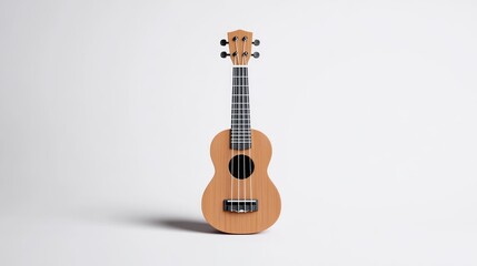 Fototapeta premium Ukulele Studio Shot Minimalist Style High-Resolution Lighting Center Front View Smooth Finish Ready to Play White Background Warm Natural Tones Perfect for Music Websites