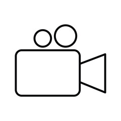 Simple Black Line Art Icon of a Movie Camera vector