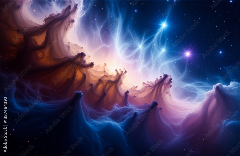 Leinwandbilder a vibrant nebula bursts with cosmic colors, illuminated by distant stars in the vast expanse of spac