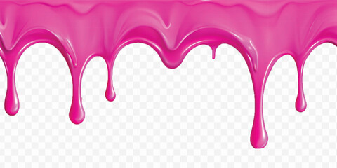 realistic liquid paint dripping down in different colour style isolated on white background