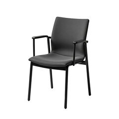 Modern Minimalist Black Chair with Armrests Isolated on Transparent Background