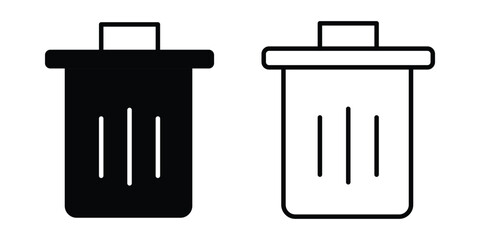 Trash can web icon set. delete, recycle bin, waste bin, garbage can vector icon on white background