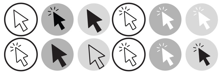 Click icon vector isolated on white background. Cursor icon. Computer mouse click cursor black arrow icons. pointer arrow