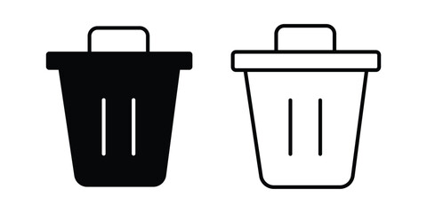 Trash can web icon set. delete, recycle bin, waste bin, garbage can vector icon on white background