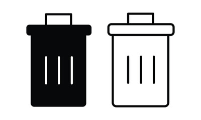 Trash can web icon set. delete, recycle bin, waste bin, garbage can vector icon on white background