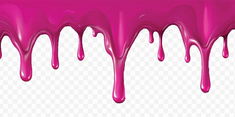 realistic liquid paint dripping down in different colour style isolated on white background