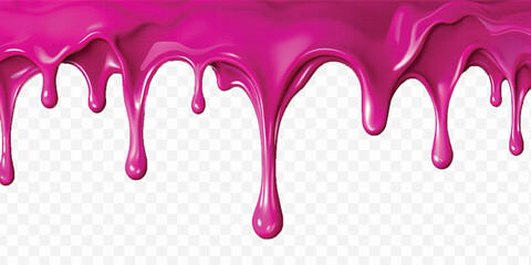 realistic liquid paint dripping down in different colour style isolated on white background
