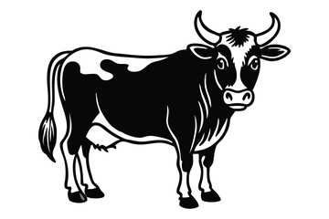 Retro Woodcut Cow Illustration

