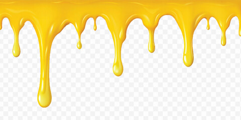 realistic liquid paint dripping down in different colour style isolated on white background