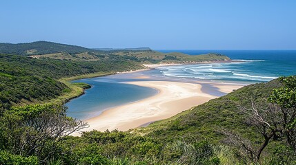 Serene Coastal River Meets Ocean in Australia