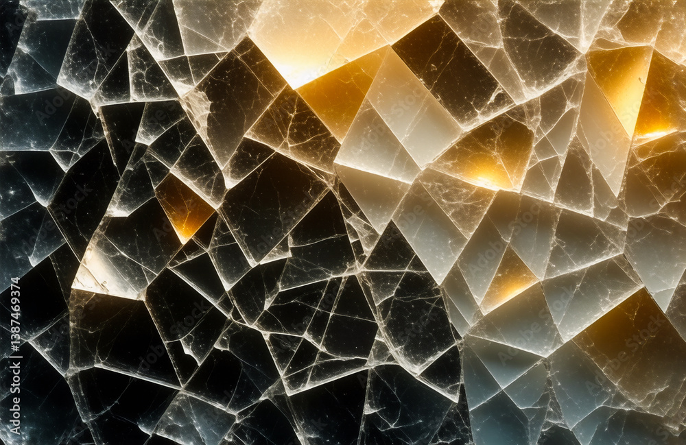 Fototapete abstract shattered surface with orange and black hues creates a textured, fragmented appearance. lig