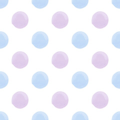 Seamless pattern with blue and purple painted dots