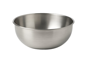 Round serving bowl made of stainless steel or clear glass, side view – isolated on transparent background