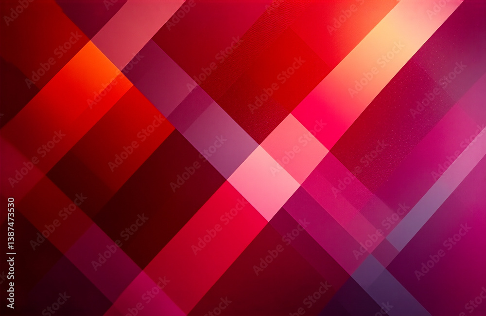 Fototapete Diagonal stripes of red, pink, and orange hues create a vibrant and abstract geometric design. The overlapping bands form a dynamic and modern background with a smooth gradient effect.