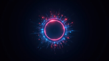 Cybersecurity digital art with a glowing ring at the center, set against a dark background.