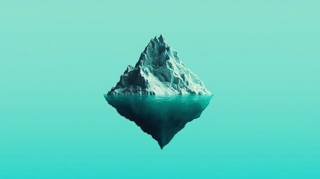 Iceberg floating in the ocean water against a plain background, for illustration