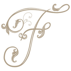 Vector Illustration of Vintage Letter and Monogram F.