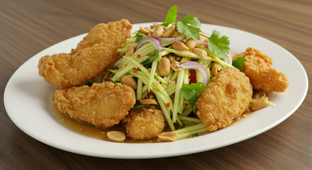 Crispy Fried Fish Salad With Mango