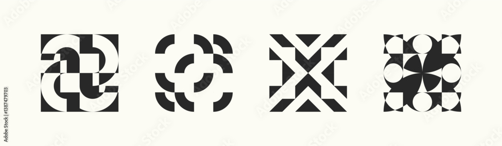 Wall mural set of geometric shapes. line and abstract pattern background. collection of blue modern design for 
