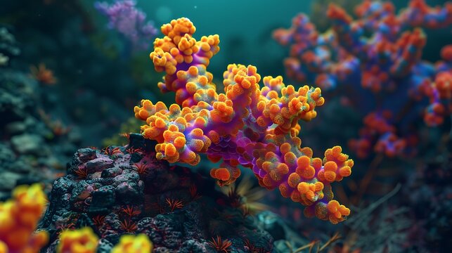 3D model of a multi-colored fire coral