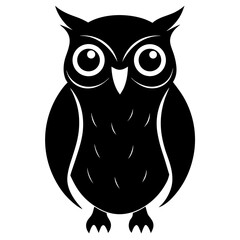 Owl Silhouette Vector - Night Bird Illustration, Owl Logo Icon, Symbolizing Wisdom, Halloween, Mystery, Nighttime Creatures, Dark Forest, Knowledge, Magic, Eerie, Mysterious, and Gothic Design.