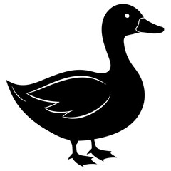 Duck Silhouette Vector, Domestic Bird Illustration, Duck Logo Icon, Waterfowl Silhouette, Symbolizes Nature, Peace, Tranquility, Freedom, and Serenity – Perfect for Wildlife, Animal Emblem Design.