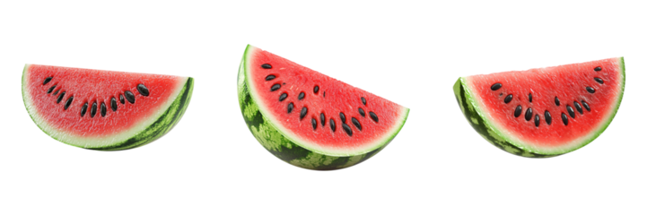 Fresh watermelon slices with vibrant red flesh and black seeds