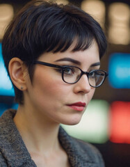 眼鏡をかけた知的な女性