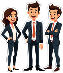 Team of Business People Standing Confidently in Office Vector Illustration