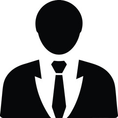 Obraz premium Silhouette Avatar of Businessman in Suit and Tie Professional Icon