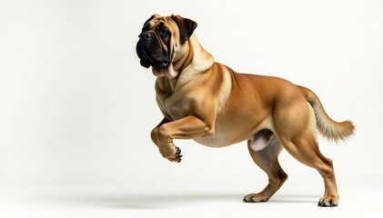 Obraz premium Majestic mastiff, powerful stance, white background, background, purebred